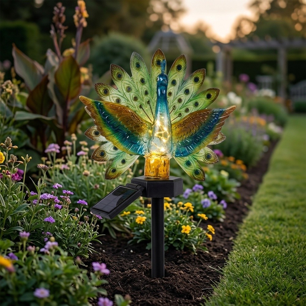 Resin Art Use - Resin Solar Peacock Garden Art with
