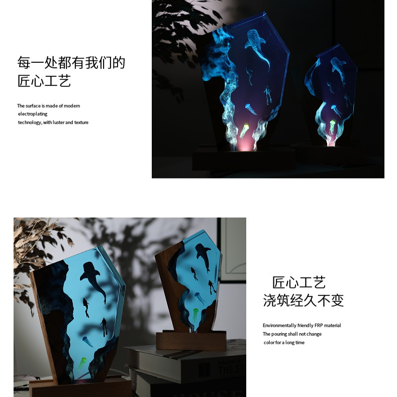 Resin Cave Whale Diver Desktop - Resin Art For Anniversary Gift 评论和价格