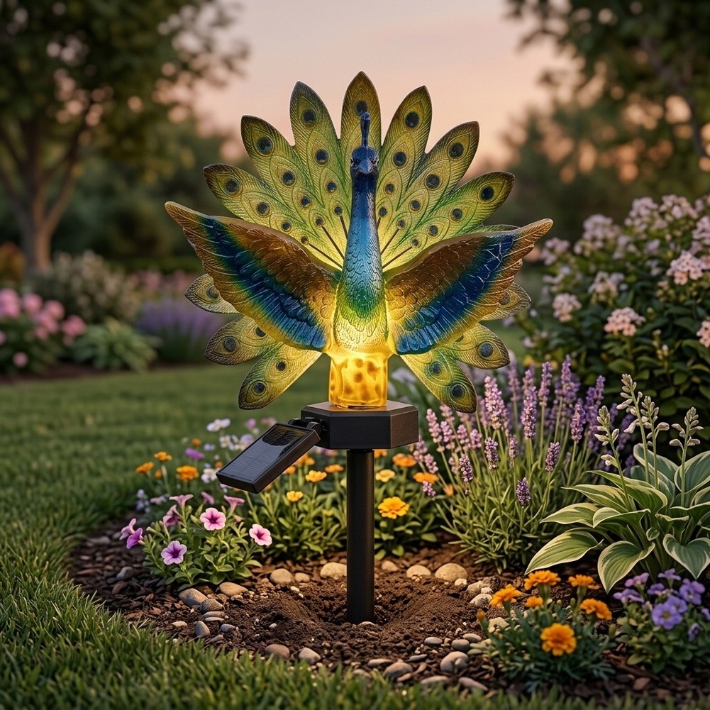 Resin Solar Peacock Garden Art - Resin Art Use 评论和价格