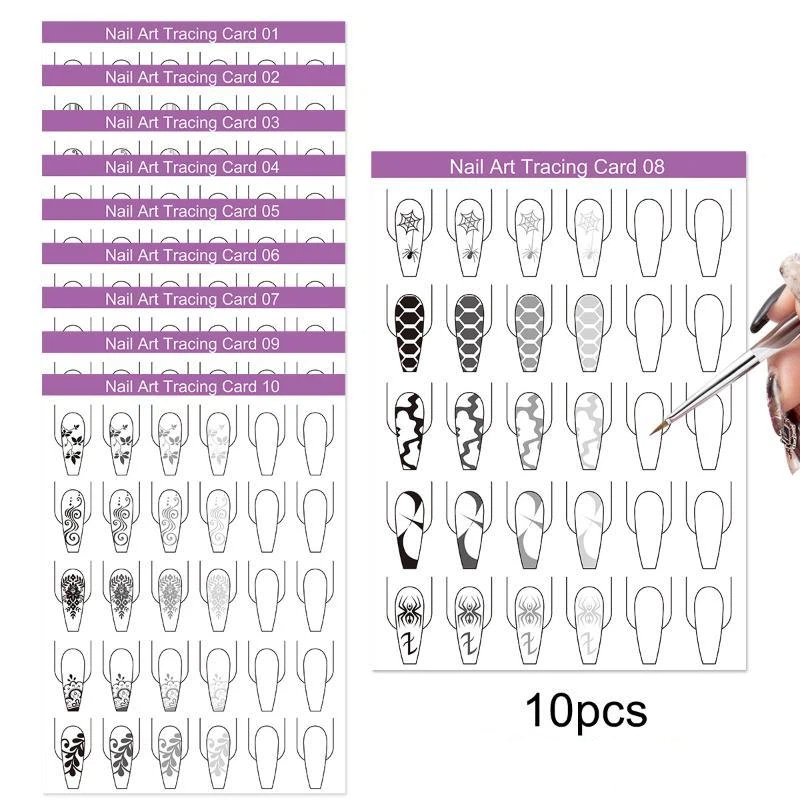 10pcs Nail Art Lines Practice  - Resin Art Guide Book 评论和价格